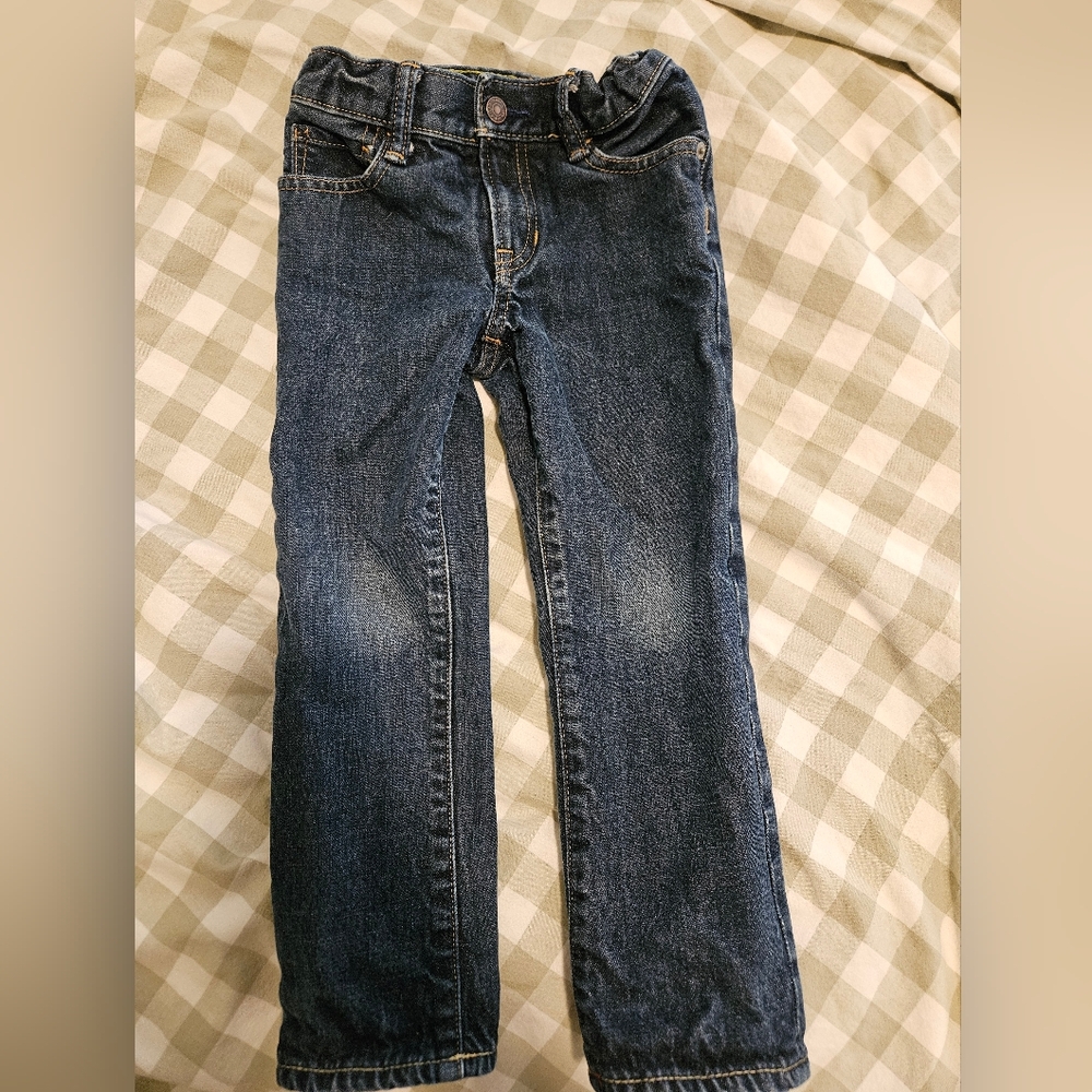Gap Vintage 1969 Straight Dark Blue Jeans With Plaid Lining